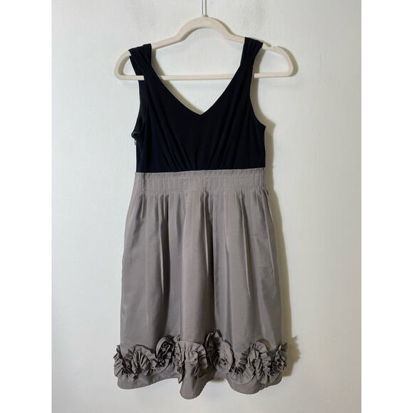 Night Way Collections Black Gray Color Block Knee Length Dress Sz 6 - Picture 2 of 3